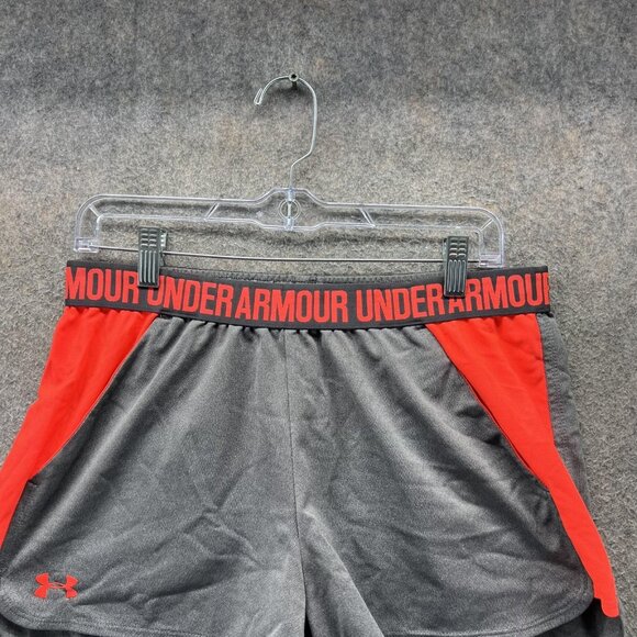 Under Armour Shorts Womens Large Gray Red HeatGear Loose Athletic Running - Picture 9 of 10
